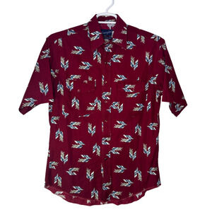 Vintage Wrangler Shirt Mens Medium Red Aztec Arrow Print Pearl‎ Snap Western 90s